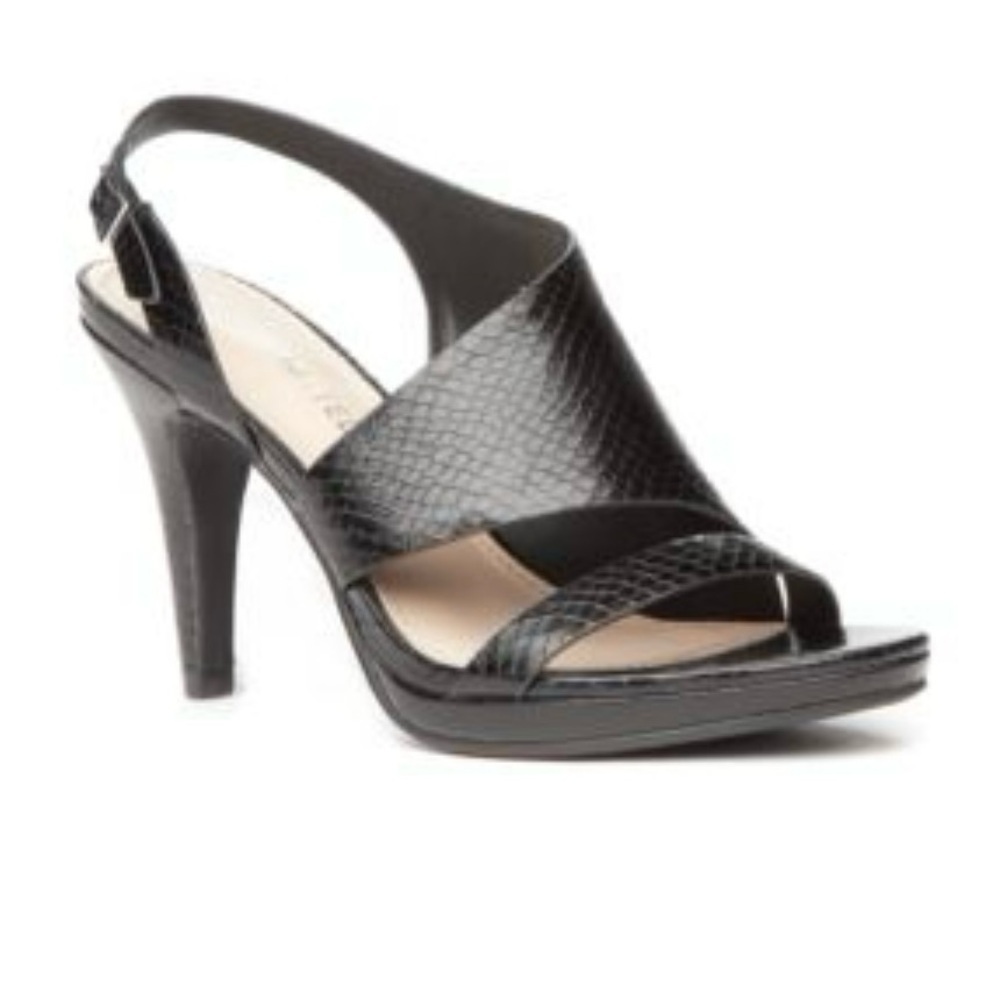 New The Limited Terra Black Snake Print Elegant Black Slingback Heels Size 9.5